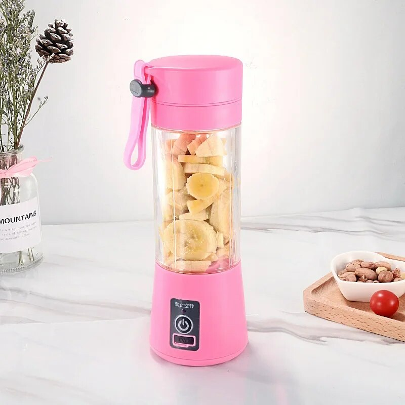 Portable Mini Fruit Juicer Cup USB Rechargeable Mixer 6 Blades Juicer Vegetable Juicer Blender Milkshake 1800mAh Manual Juicers_voghion.com