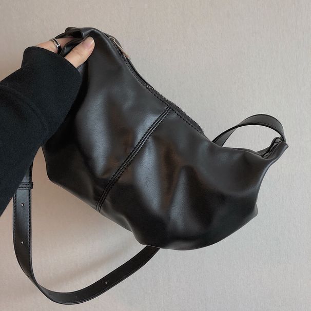 Férfi és női táska, fekete bőrtáska, laza kenyér, 2025_voghion.com