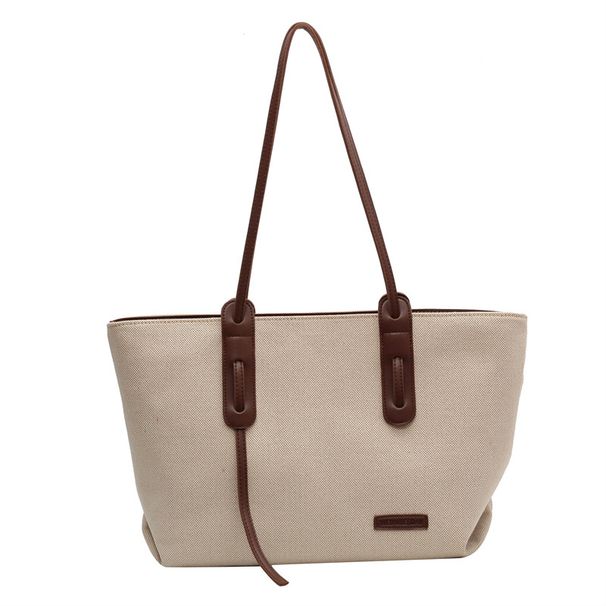 Large capacity canvas women's autumn new style, fashionable and simple shoulder bag, high-end texture hand-held tote bag_voghion.com