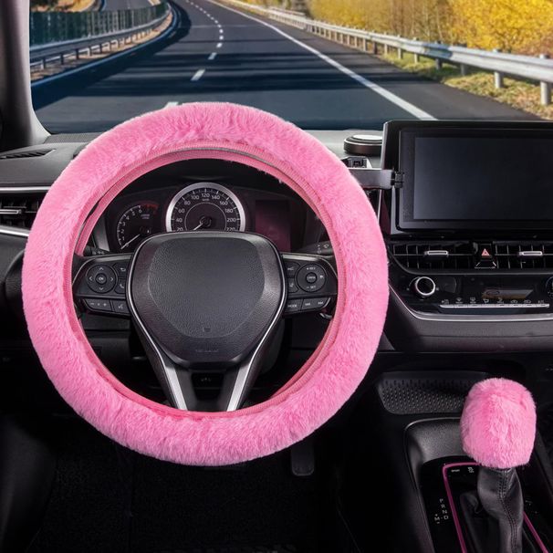 New cross border plush steering wheel cover rabbit fur elastic winter warm non slip handle cover unisex_voghion.com