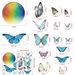Colorful butterfly flying towards four-color AFG3532 gradient color moon glow in the dark wall sticker_voghion.com