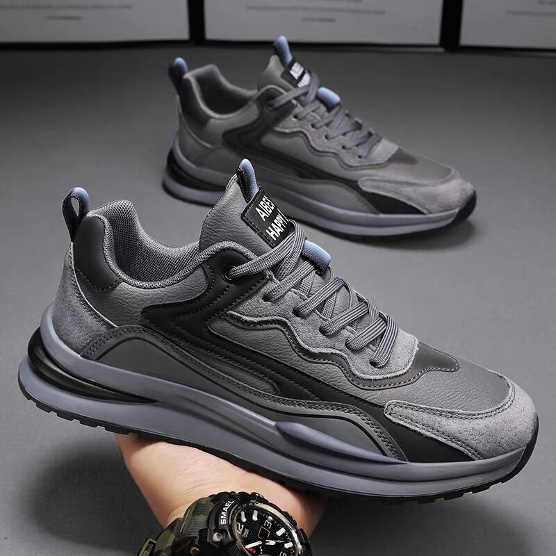 Men's running shoes 2024 new leather shoes Breathable fashion sneakers all match platform casual shoes Daddy shoes_voghion.com