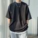 Men's Clothing Irregular Knitted Short Sleeved Design Niche Trendy Personality Loose T Shirt Five Point Sleeve T Shirt Top Clothes_voghion.com