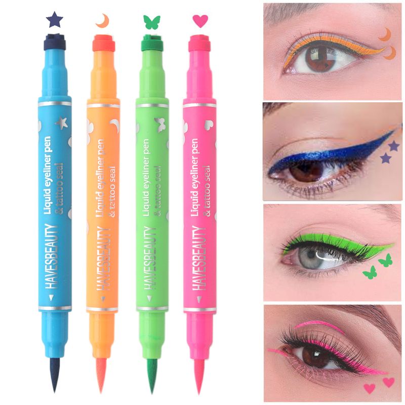 Colorful Double-Ended Butterfly Stamp Waterproof Smudge-Proof Beginner Heart Embellishment Eye Corner And Tail Eyeliner_voghion.com