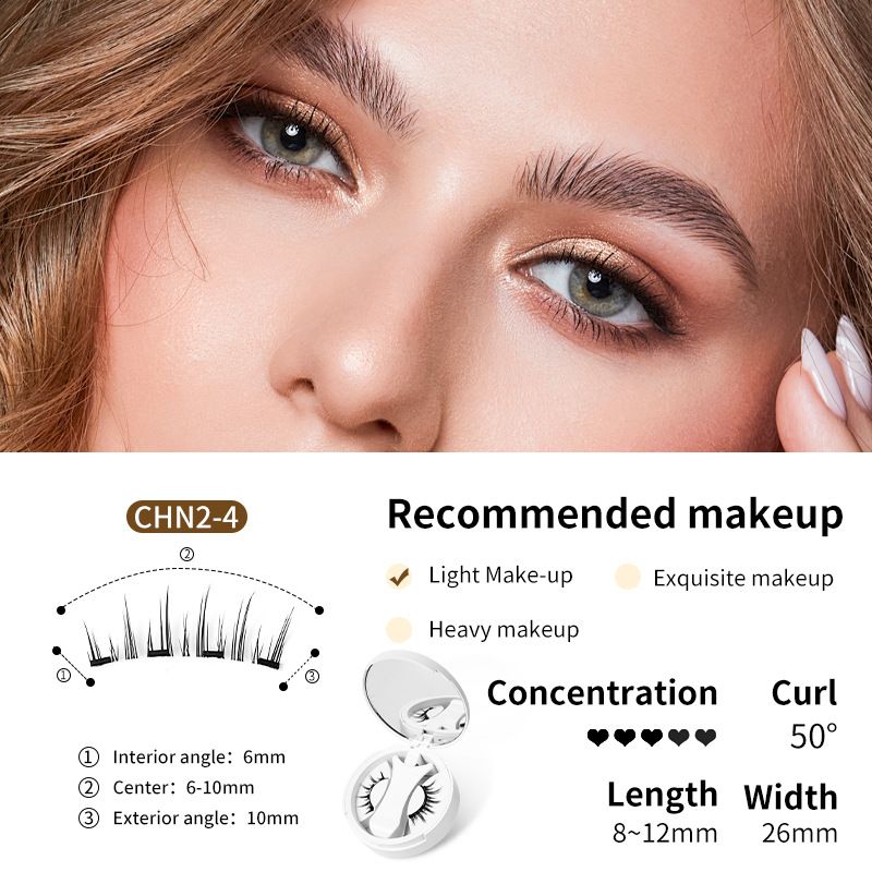 Cílios postiços magnéticos Little Devil - sem cola, aparência natural, com estojo portátil (reutilizáveis e fáceis de aplicar)_voghion.com