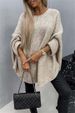 Women's Cape Knit Sweater – Oversized Shawl Collar Pullover (Greyish/Pinkish/Khaki, S/M & L/XL)_voghion.com