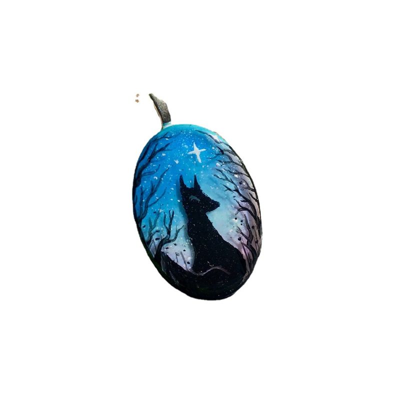 Jewelry & Accessories Starry Night Fox Hand-painted Glass Pendant Necklace_voghion.com