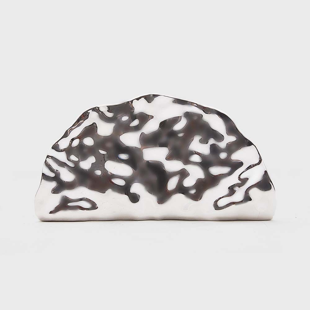 Elegante pochette da donna in acrilico con tracolla a catena in metallo, borsa da sera in stile vintage per feste e matrimoni, speciale pochette in metallo a forma di ventaglio_voghion.com