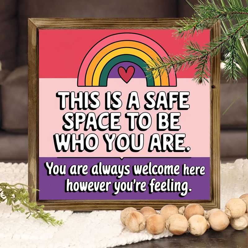 "8x8" Rustic Rainbow Wood Sign - Inspirational Wall Art For Therapist Office, Classroom | Country Style Holiday Gift W/ Polished Finish_voghion.com