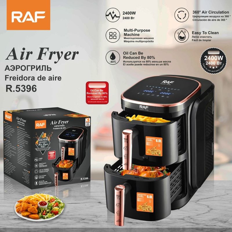 RAF European Standard Double-layer Multi-functional Intelligent Oil-free And Smoke-free 6L + 6L Deep Fryer_voghion.com