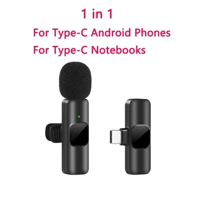 Noul microfon fără fir Lavalier Mini de înregistrare audio video portabil pentru iPhone, Android, transmisie în direct, microfon pentru jocuri_voghion.com