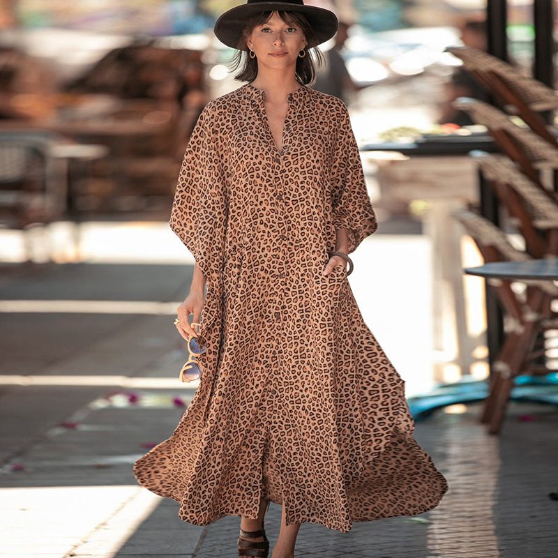​​Women’s Striped Beach Cover-Up Robe – Long Loose Cardigan With Pockets (One Size, Black & White/Blue/Leopard, Bikini Wrap & Resort Wear)​​_voghion.com