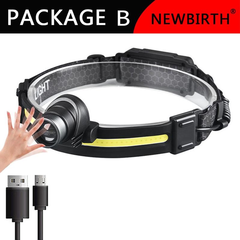 Sensore HeadLight Outdoor LED potente Zoom Grande proiettore COB Testa montata Pesca Corsa Lampada frontale_voghion.com