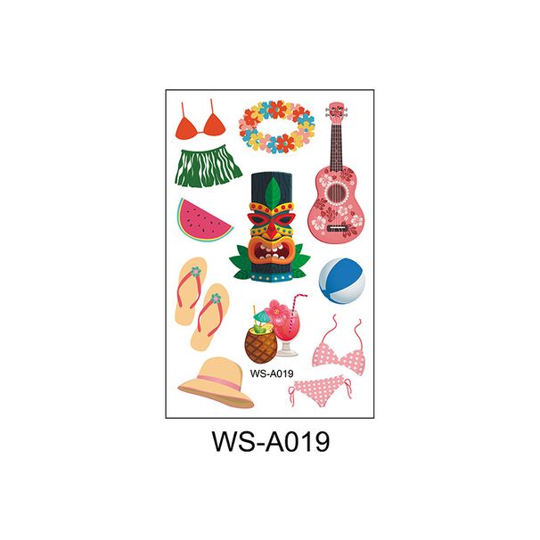 Tatueringstillbehör Hawaiianska tatueringsklistermärken Nya Vattentäta Svett Sommar Strandfest Tillfälliga Engångsklistermärken Tatuering_voghion.com