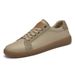 Herren Boardschuhe Flache Trainings-Sneaker Low-Top Leder Rindsleder Oberfläche Freizeitschuhe Rundkopf Schnürschuhe Kleines Leder_voghion.com