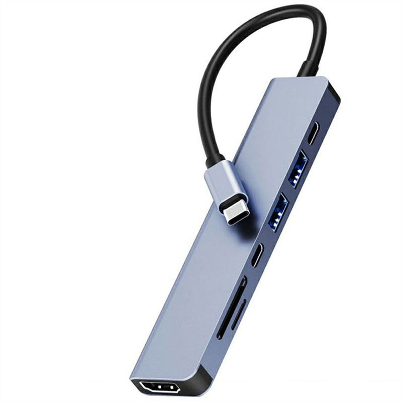 7-in-1 Port Aluminum Alloy USB Type-C Mini Hub Extension; Adapter Dongle With 4K HDMI Output For Laptop Notebook PC_voghion.com