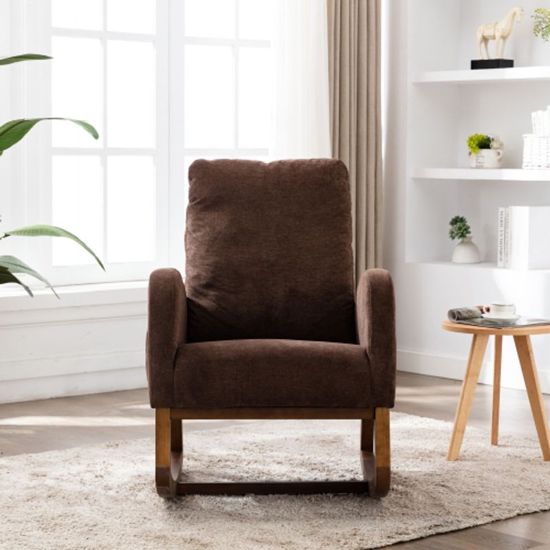 Weicher Schaukelstuhl Im Mid-Century Modern-Stil, Schaukelstuhl Für Das Kinderzimmer, Gepolsterter Hoher Rücken, Akzent-Gleitschaukelstuhl Für Das Wohnzimmer. Geeignet Für Wohnzimmer Und Schlafzimmer._voghion.com