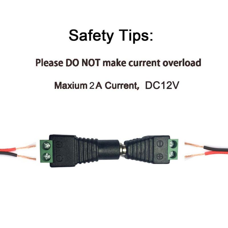 12V DC Male Female Connector 2.1*5.5mm Cable Connectors Power Jacks Adapter Plugs Socket For LED Light CCTV Camera_voghion.com
