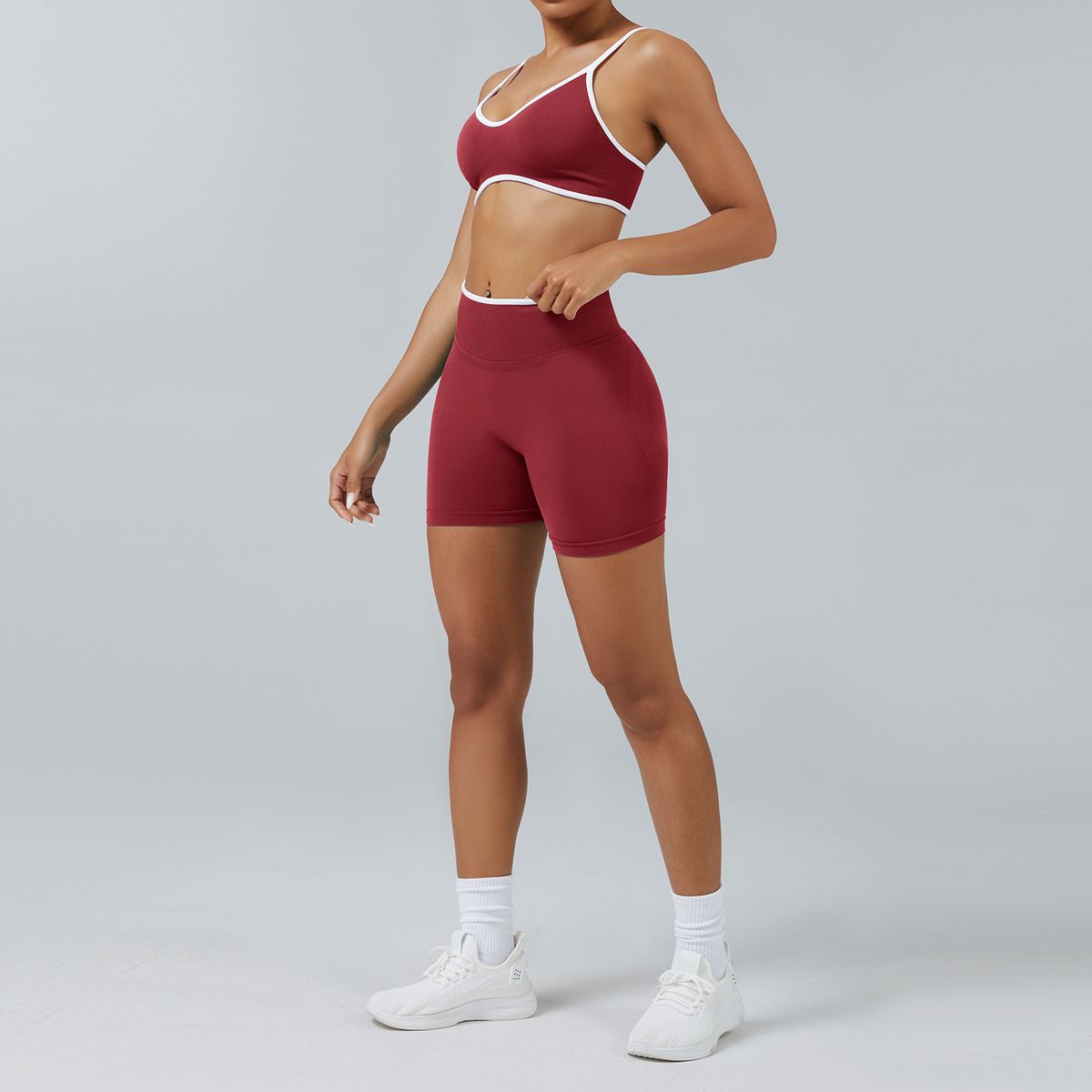 Block Suit Women Contrast Color Backless Tight Set Quick Dry Outer Wear Running Sports Fitness Yoga Clothes_voghion.com