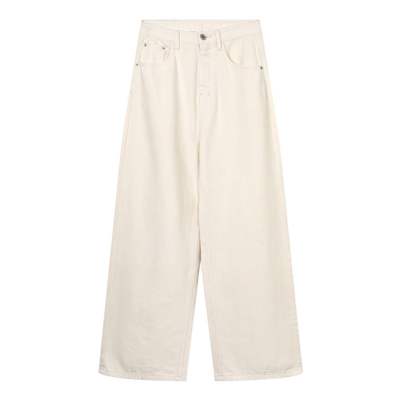 Dameklær Vasket bomull Retro allsidige jeans Dame Vår Nye høy midje smale rette bukser 24258_voghion.com