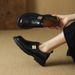 Version ~ New British Style Round Toe Thick Sole Loafers Hand-Scrubbed Sheepskin Slip-On Shoes For Women_voghion.com