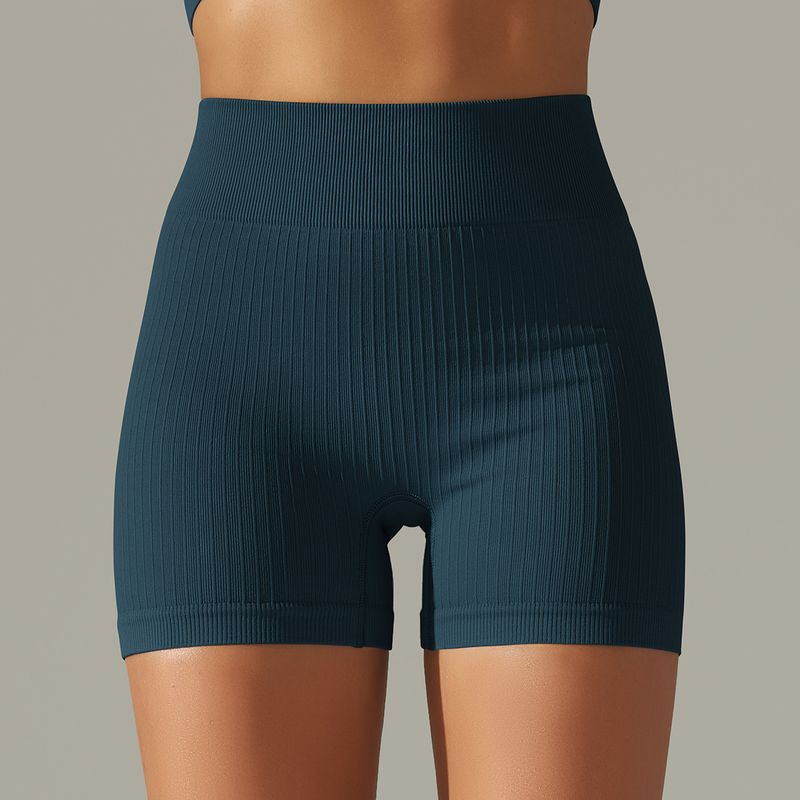 Women's Clothing seamless knitted thread slim high waist elastic sports hip lift yoga fitness shorts_voghion.com