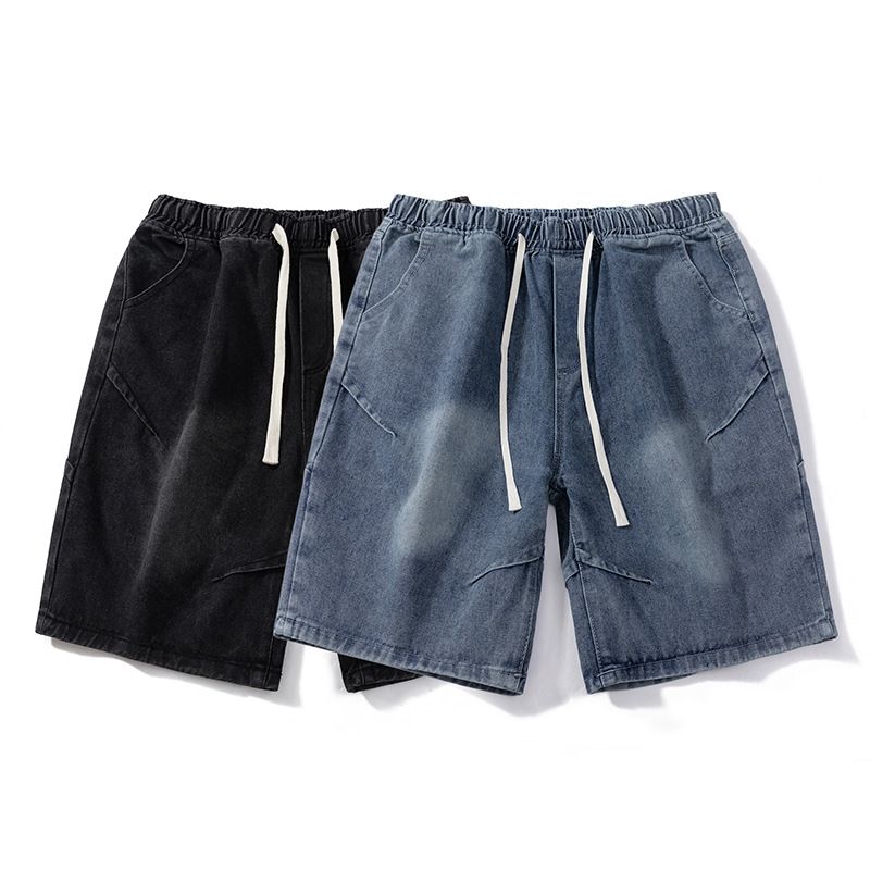 Short en jean délavé pour homme, style rétro américain, tendance, ample et décontracté, été_voghion.com
