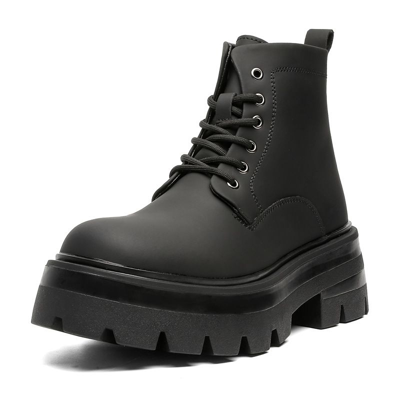 High Street Men's Boots Retro Thick-soled Heightening Tooling Boots Lace-up Martin Boots_voghion.com