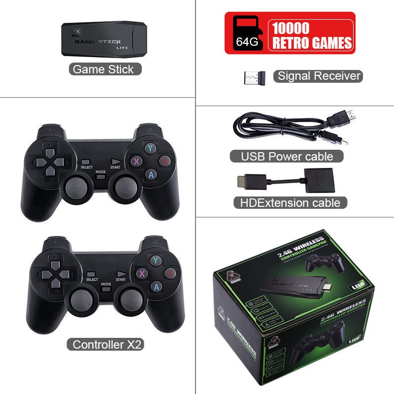 Doppio controller wireless da 2,4 GHz, 4K, 10000, 64, 32 GB, giochi retrò per console video PS1/GBA, regalo di Natale per ragazzi_voghion.com