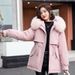 Women's Clothing Winter A Line Version Of Mid Length Cotton Jacket Plus Velvet Lining Large Fur Collar Large Size Waist And Short Outerwear_voghion.com