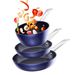 Frying Pan 3Pieces Diamond Cookware 3D Blue Non Stick Sets_voghion.com