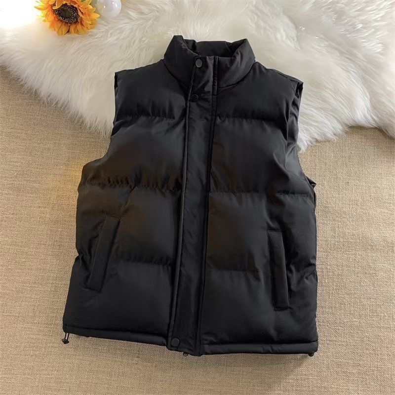 Gilet en duvet patchwork style Hong Kong – Veste sans manches à col montant pour homme (noir/abricot, M-5XL)_voghion.com