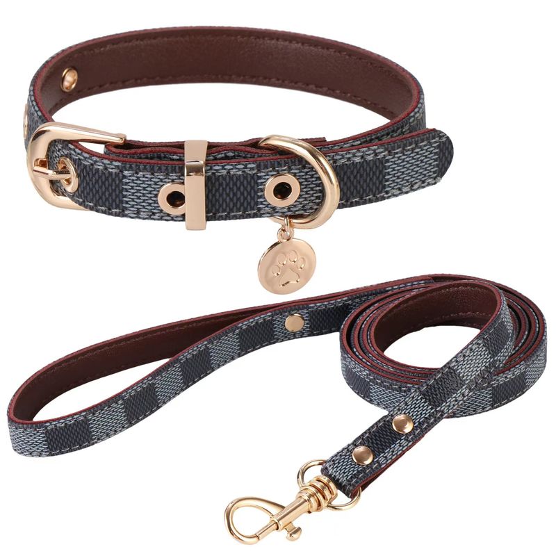 Trendy Marke Presbyopic Leder Haustier Halsband Set Teddy Schnauzer Hund Leine Katze Zubehör_voghion.com