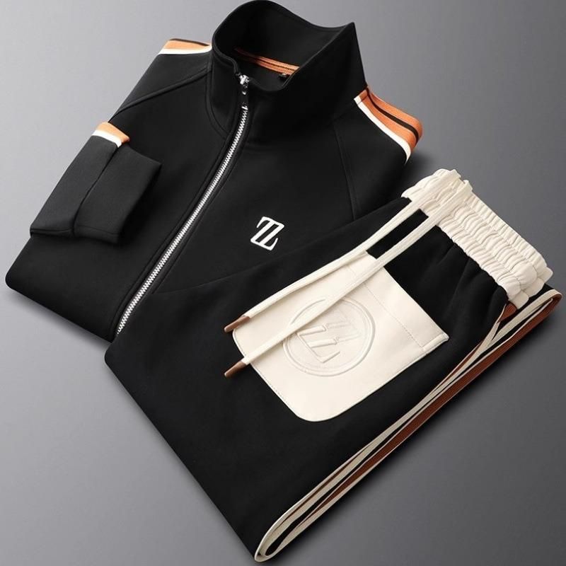 Men's Clothing Men's Autumn New Style Stand Collar Casual Sports Suit Trendy Fashion Sportswear Long Sleeve Straight Pants Two Piece Suit_voghion.com