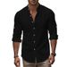 2024 Autumn Men's Long Sleeve Stand Collar Plus Size Slim Fit Casual Cotton Shirt_voghion.com