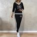 Damenbekleidung Damenanzüge, All Match Printed Patchwork V-Ausschnitt Langarmoberteil mit elastischer Taillentaschenhose, Zweiteiliger Anzug_voghion.com