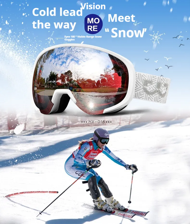 New fashionable ski goggles with glasses skiing equipment for adults, men's and women's outdoor skiing glasses, eye protection_voghion.com