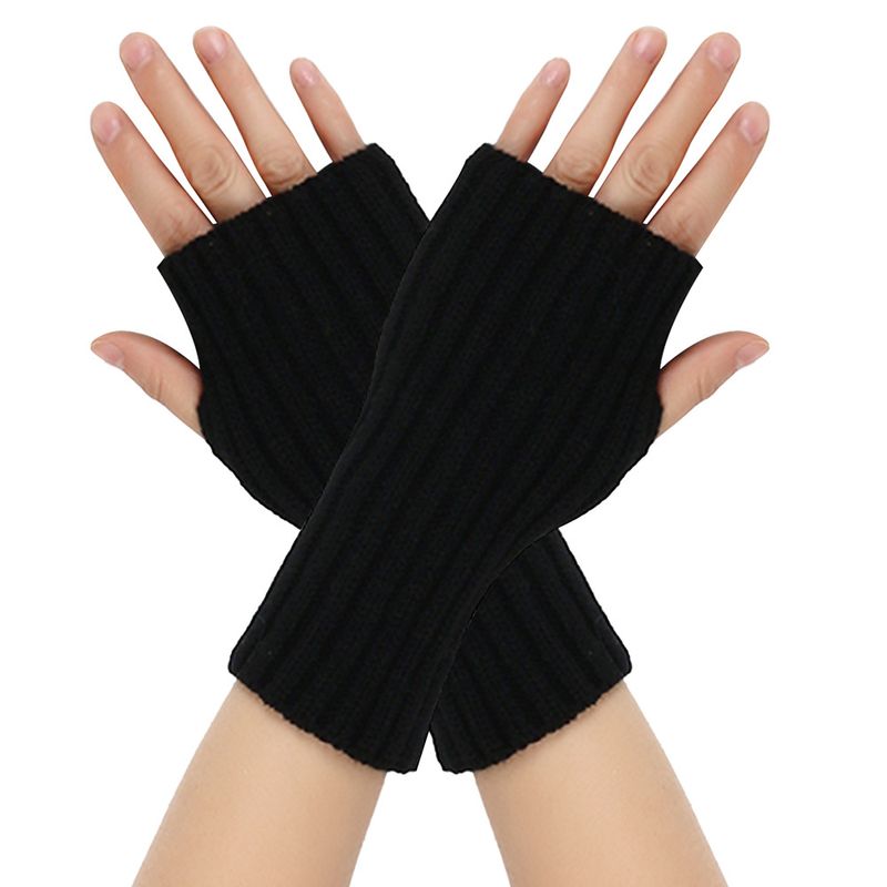 Unisex Wool straight mittens knitted acrylic bare finger sleeves false sleeves short couple half finger_voghion.com