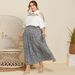 New Women's Geometric Print Pleated Half Loose Plus size Skirt_voghion.com