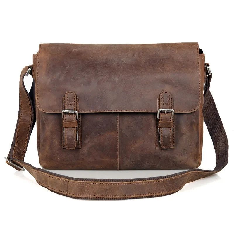 Vintage Crazy Horse Herren Umhängetasche Echtes Leder Messenger Herren Umhängetasche Sling Freizeittasche Casual Braun_voghion.com