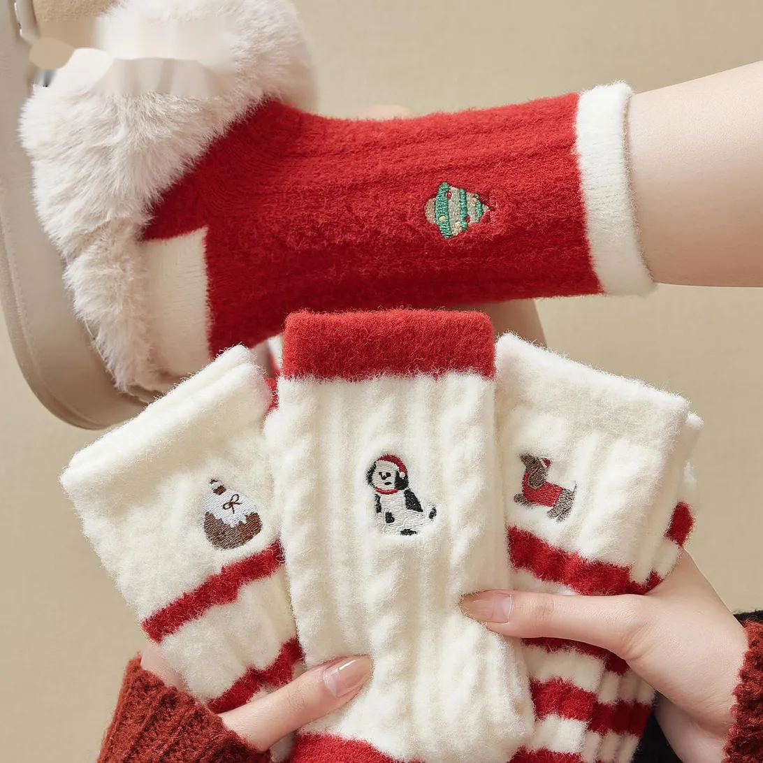 Chritma For Women, Autumn And Winter Thickened Pluh Warm Cotton 2026 Of The Hore New Year Red Sock, Cute Sleep_voghion.com