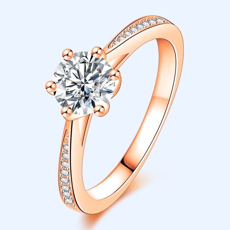 Neu Mode Micro Pave Diamant Sechs-Prong Elegante Ein Karat Moissanite Ring Für Frauen_voghion.com