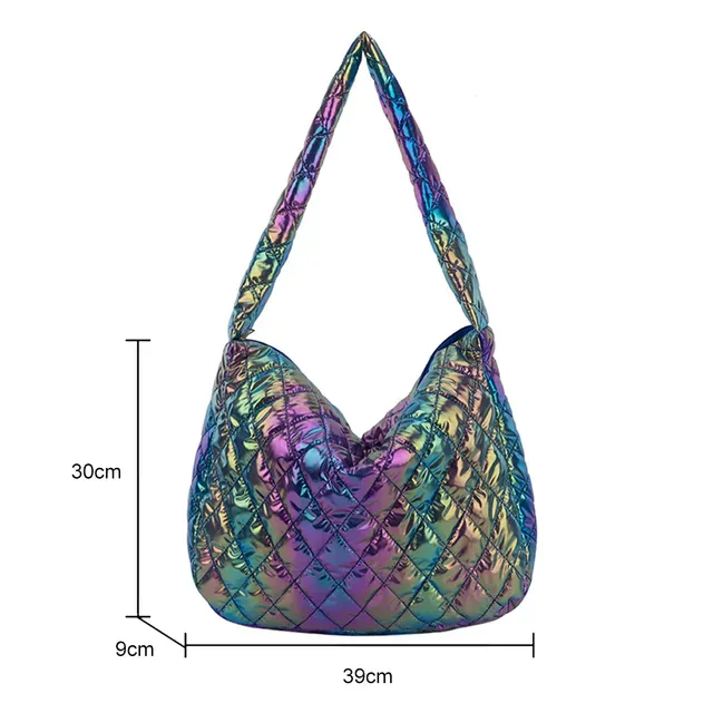 Herbst Winter Damen Schultertaschen Tote Große Kapazität Baumwolle Gepolsterte Geldbörsen Frau Handtaschen Multicolor Reise Geldbörse_voghion.com