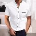 Sommer Neue Kurzarm Herrenhemd Casual Pocket Splicing Kontrastfarbe Top_voghion.com