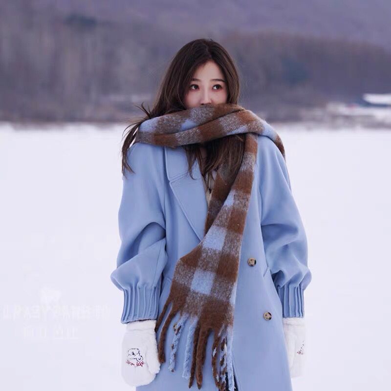 New2024 high-end Versatile ZA Family Classic Black White Autumn and Winter Women's Imitation Cashmere Two tone Plaid Thick Beard Warm Scarf _voghion.com