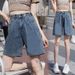 Retro-Jeansshorts für Damen im Sommer, neue hohe Taille, weites Bein, schlankes Design, gerade kurze Jeans_voghion.com
