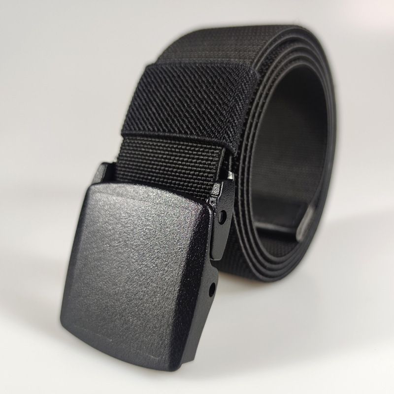 Men's And Women's Woven Non-Elastic Canvas Trendy No Hole Multi-Color Student Military Training Belt 3.8cm Automatic_voghion.com