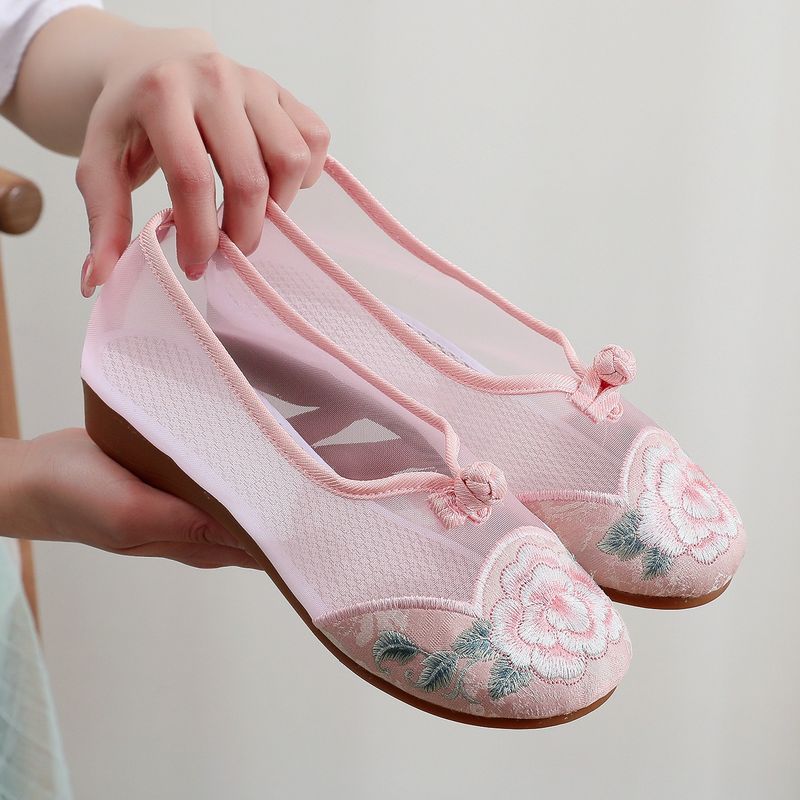 Women’s Shoes  Summer New Style Mesh Breathable Ancient Style Hanfu Shoes National Style Embroidery Embroidered Single Shoes_voghion.com