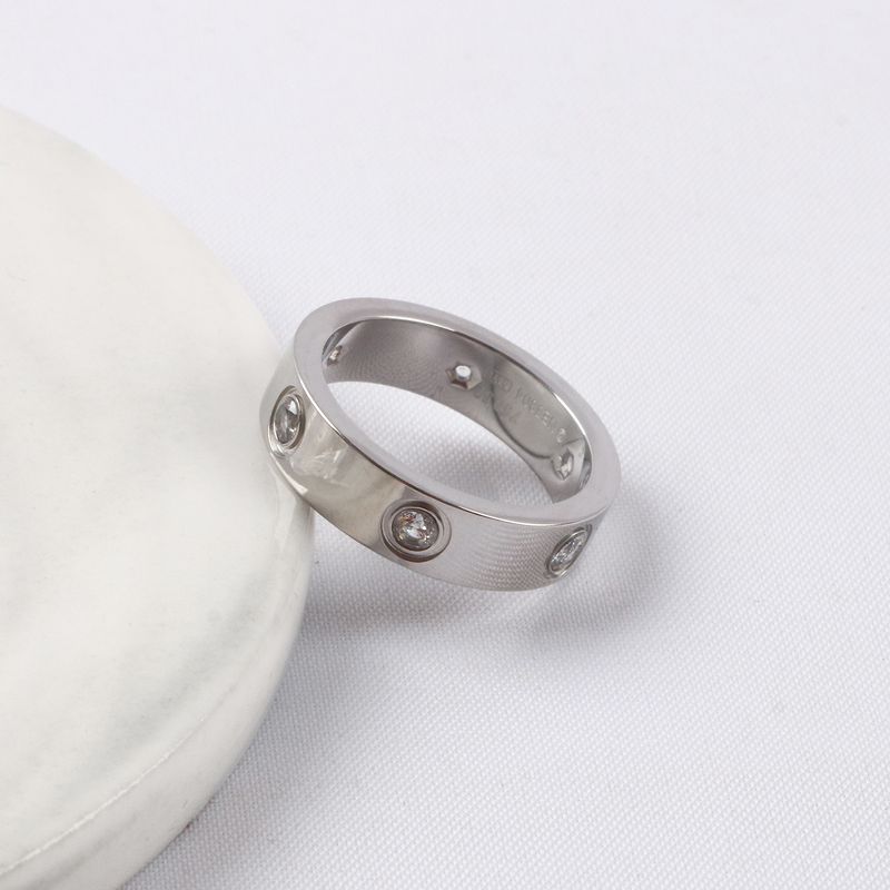 Classic LOVE 6 Diamond Multicolour Ring Titanium Steel Band Ring_voghion.com