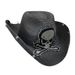 Schwarzer Cowboyhut mit Totenkopf-Motiv, männliche und weibliche Persönlichkeit, Outdoor-Cowboyhut, Strohhut_voghion.com